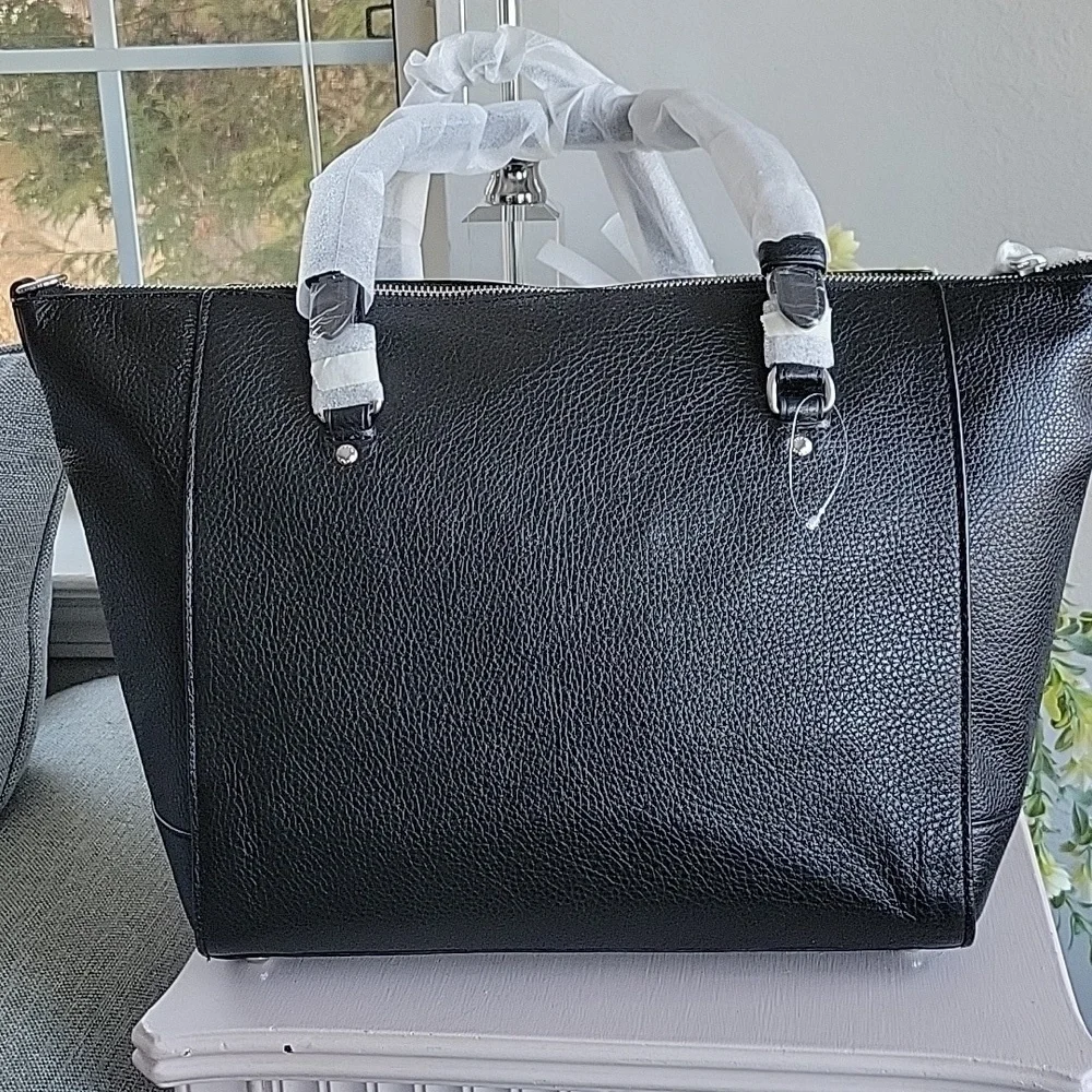 New COACH Black Kleo Leather Carryall Shoulder/Crosdbody Tote - Picture 6 of 13
